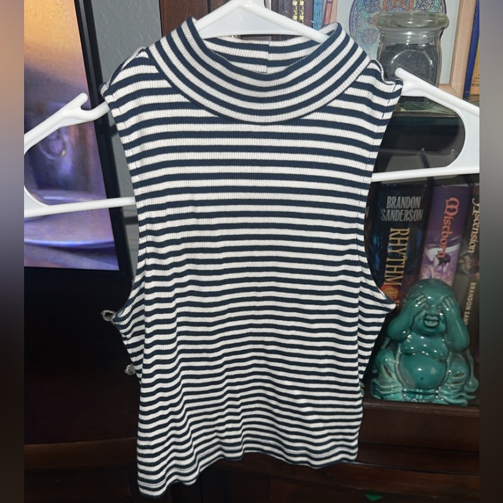 H&M Navy and White Striped Crop Top